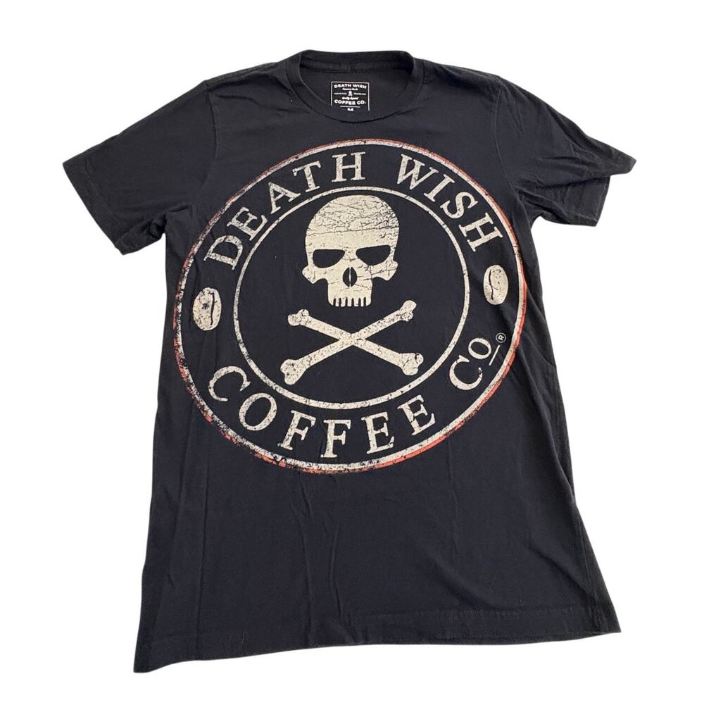 Death Wish Coffee Company Adult Medium Black T-Shirt Skull Crossbones